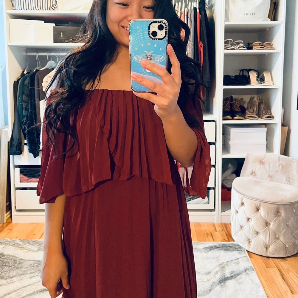 NWT ASOS Rust Ruffle Strapless Dress - Picture 5 of 9